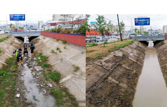 Үерийн усаар бий болсон лаг, хагшаасыг цэвэрлэж байна