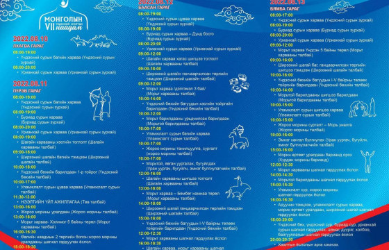 Монголын үндэсний спортын долоодугаар их наадам болж байна