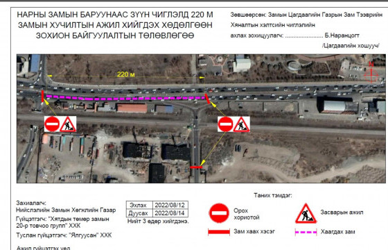 Энхтайваны гүүрний зүүн талаас Махатма Гандийн гудамж хүртэлх замыг хаана
