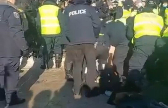 Нүцгэлсэн залуус осгож эхэлсэн учир тэднийг хүч хэрэглэн татжээ