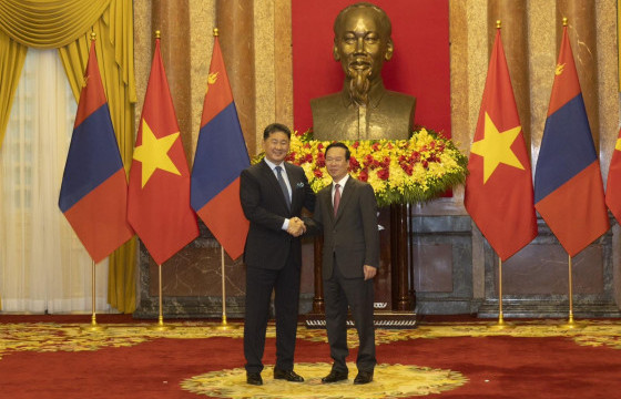 Монгол Улсын Ерөнхийлөгч У.Хүрэлсүх, БНСВУ-ын Ерөнхийлөгч Во Ван Тыөнг нар албан ёсны хэлэлцээр хийлээ