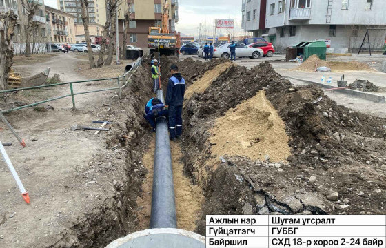 Ус их тогтдог байршилд борооны ус зайлуулах шугам угсарч байна