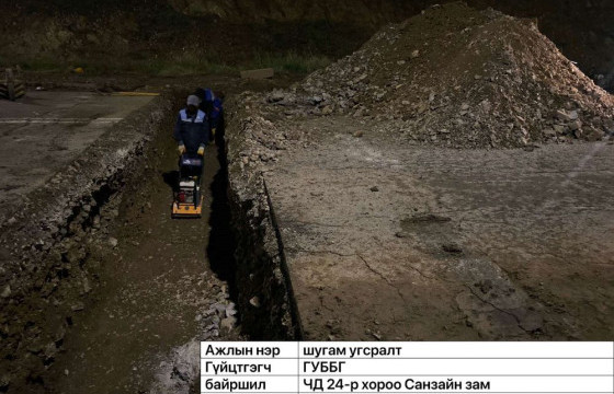 Санзайн замд 560 метр ус зайлуулах шугам угсарч байна