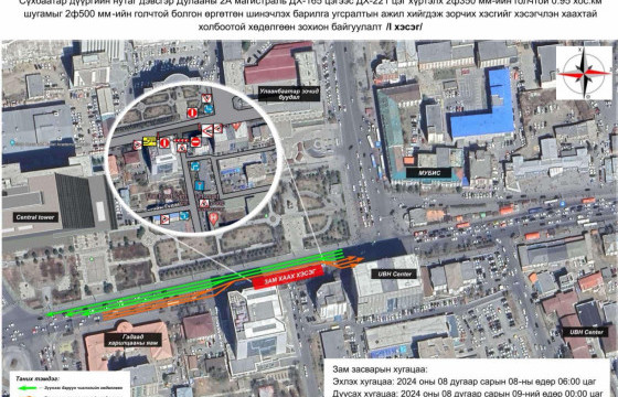 МУБИС-аас Гадаад харилцааны яам хүртэлх авто замыг хааж, шинэчилнэ