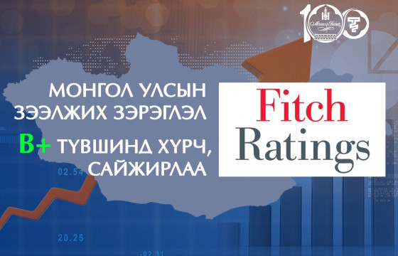 Фитч агентлаг Монгол Улсын зээлжих зэрэглэлийн үнэлгээг “В+” болгон ахиулав