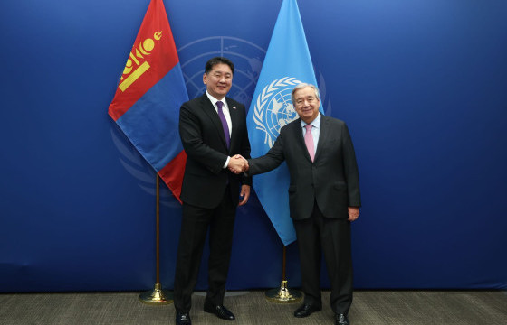 Монгол Улсын Ерөнхийлөгч У.Хүрэлсүх НҮБ-ын Ерөнхий нарийн бичгийн дарга Антонио Гутеррештэй уулзлаа