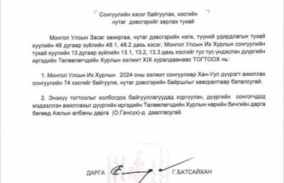 №2 Хан-Уул дүүргийн иргэдийн Төлөөлөгчдийн Хурлын ээлжит XXI хуралдаан 2024 оны 05 дугаар сарын 28-ны өдөр хуралдаж, 15 санал авах байрны байршилд өөрчлөлт орууллаа..