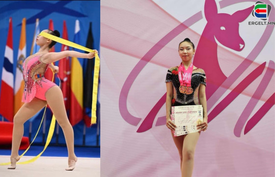 Н.УРАНГОО: “ARAM UAE CUP” ДЭЛХИЙН ГИМНАСТИКИЙН АВАРГА ШАЛГАРУУЛАХ ТЭМЦЭЭНЭЭС ДӨРВӨН АЛТАН МЕДАЛЬ ХҮРТСЭНДЭЭ БАЯРТАЙ БАЙДАГ