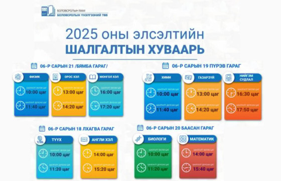 Боловсролын үнэлгээний төв элсэлтийн ерөнхий шалгалттай холбоотой мэдээлэл өглөө