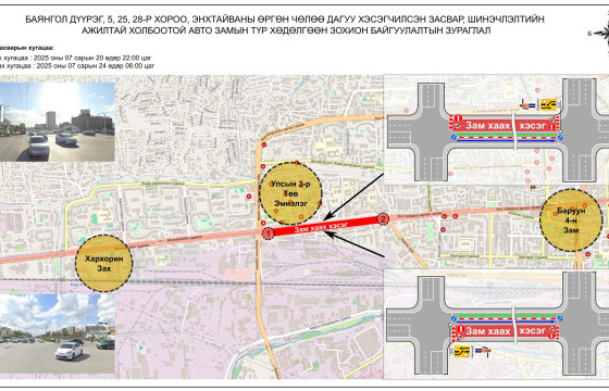 10 дугаар хорооллын уулзвараас Саппорогийн уулзвар хүртэл авто замыг хааж засвар, шинэчлэлтийн ажил хийх хугацаа хойшилжээ