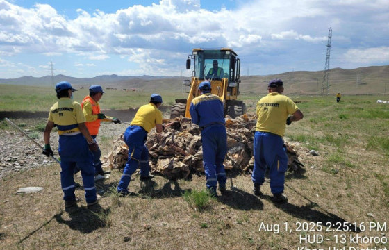 НИЙТИЙН ЭЗЭМШЛИЙН 161 ГА ТАЛБАЙГААС 2560 ТОНН ХОГ ЦЭВЭРЛЭЖЭЭ