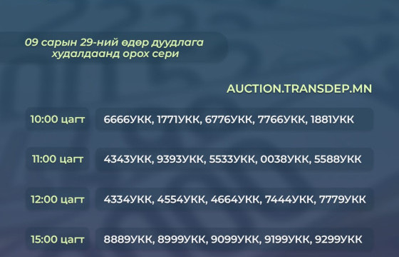 ТАНИЛЦ: ӨНӨӨДӨР ДУУДЛАГА ХУДАЛДААНД ОРОХ АВТОМАШИНЫ ДУГААРУУД 