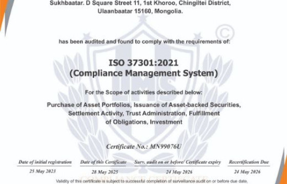 Нийцлийн менежментийн ISO 37301:2021 олон улсын стандартыг 3 дахь жилдээ амжилттай баталгаажууллаа
