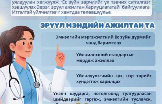 ЭМНЭЛГИЙН МЭРГЭЖИЛТНИЙ ЁС ЗҮЙ, ХАРИУЦЛАГА” ҮНДЭСНИЙ ХЭЛЭЛЦҮҮЛГЭЭС ГАРСАН УРИАЛГА, ЗӨВЛӨМЖ